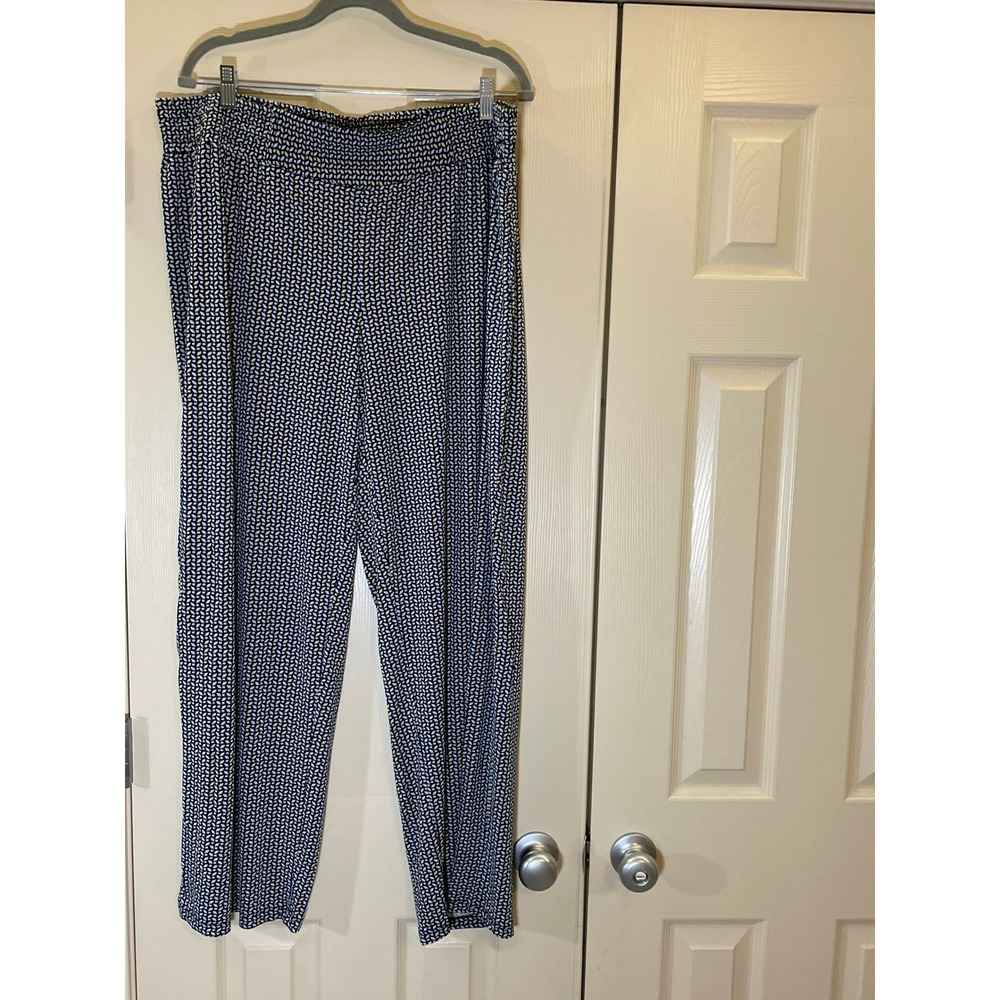 Premise Studio Trousers Women 3X Navy Geometric NWOT Stretchy Pull On Pants